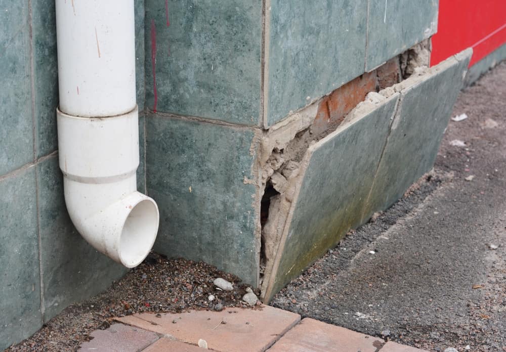 House Foundation Facing With Ceramic Tiles. House Foundation Repair